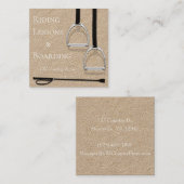 Stirrup Irons & Riding Crop Reittiere Weißer Text Quadratische Visitenkarte (Vorne/Hinten)