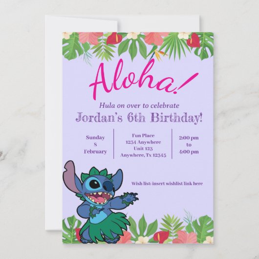 Stitch Birthday Invitation Einladung (Vorderseite)