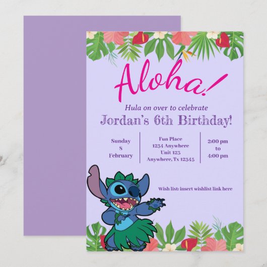 Stitch Birthday Invitation Einladung (Vorne/Hinten)