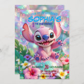 Stitch Birthday Invitation Template Einladung (Vorne/Hinten)