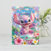Stitch Birthday Invitation Template Einladung (Stehend Vorderseite)