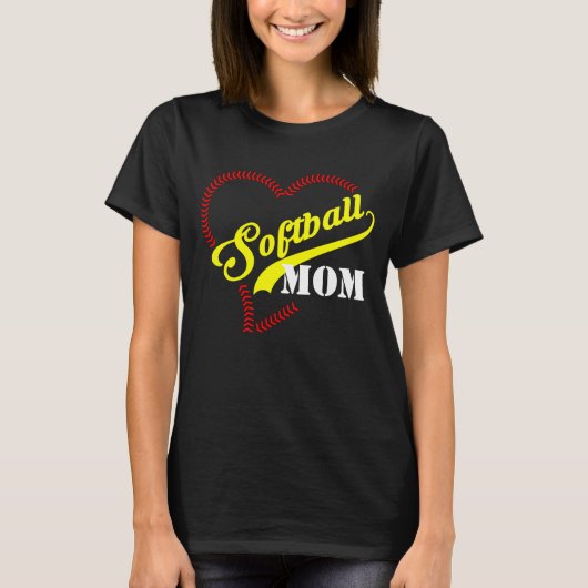 Stitch Herz Softball Mama Personalisierte Frauen S T-Shirt (Vorderseite)