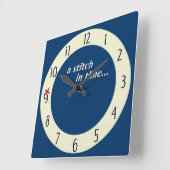 Stitch in time saves 9 clock - blue quadratische wanduhr (Winkel)