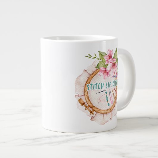 Stitch.Sip.Repeat Jumbo-Tasse (Vorderseite Rechts)