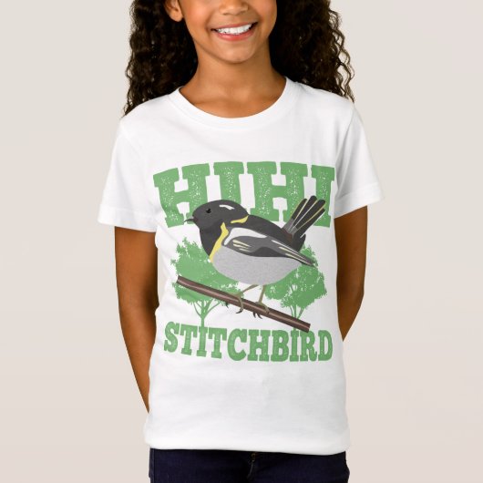 Stitchbird Hihi New Zealand Bird T-Shirt (Vorderseite)