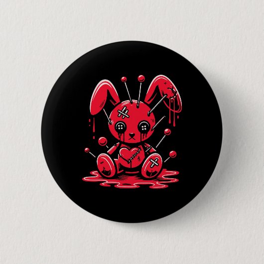 Stitched Bunny Rabbit Pastel Goth Anime Kawaii Got Button (Vorderseite)