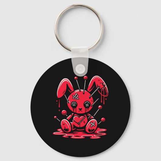 Stitched Bunny Rabbit Pastel Goth Anime Kawaii Got Schlüsselanhänger (Vorderseite)