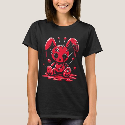 Stitched Bunny Rabbit Pastel Goth Anime Kawaii Got T-Shirt (Vorderseite)
