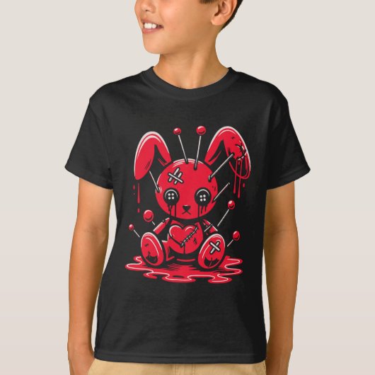 Stitched Bunny Rabbit Pastel Goth Anime Kawaii Got T-Shirt (Vorderseite)