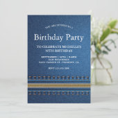 Stitched Denim Zipper Jeans Birthday Party Einladung (Stehend Vorderseite)