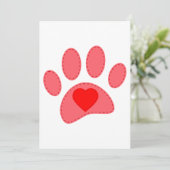 Stitched Dog Paw Print Valentines Einladung (Stehend Vorderseite)