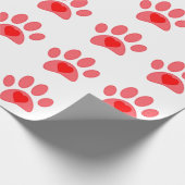 Stitched Dog Paw Print Valentines Geschenkpapier (Ecke)