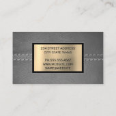 Stitched Gray Leather | Gold Metallic | Zuhause-Sy Visitenkarte (Rückseite)