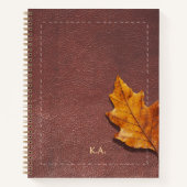 Stitched Leather-Look & Autumn Leaf Notizblock (Vorderseite)