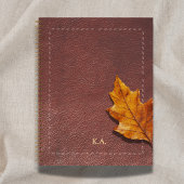 Stitched Leather-Look & Autumn Leaf Notizblock