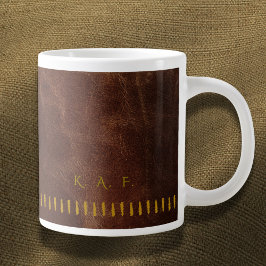 Stitched Leather Style Personalized Scholar Mug Jumbo-Tasse