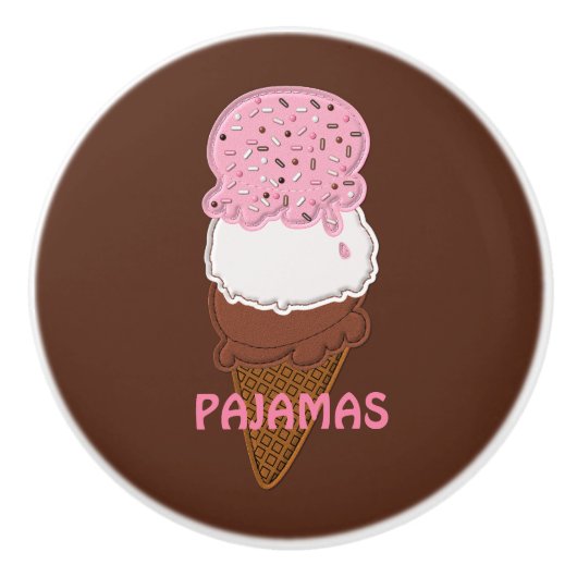 Stitched-Neapolitan-Ice-Cream-Cones-2-PULL KNOB Keramikknauf (Vorderseite)