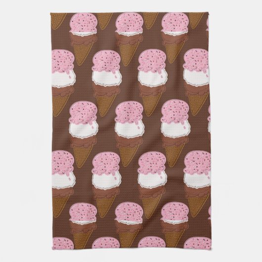 Stitched-Neapolitan-Ice-Cream-Cones-2-TOWEL Geschirrtuch (Vertikal)