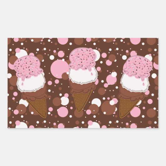 Stitched Neapolitan Ice Cream Trio 2-Rect Stickers (Vorderseite)