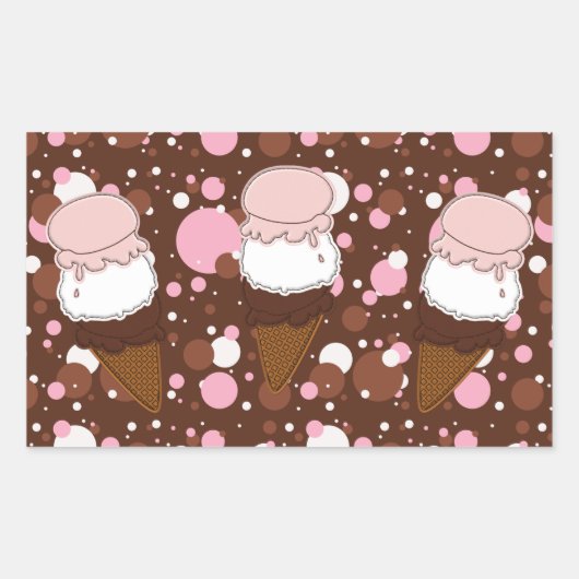 Stitched Neapolitan Ice Cream Trio 3-Rect Stickers (Vorderseite)