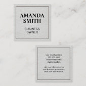 Stitched White Leather Quadratische Visitenkarte (Vorne/Hinten)