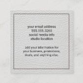 Stitched White Leather Quadratische Visitenkarte (Rückseite)