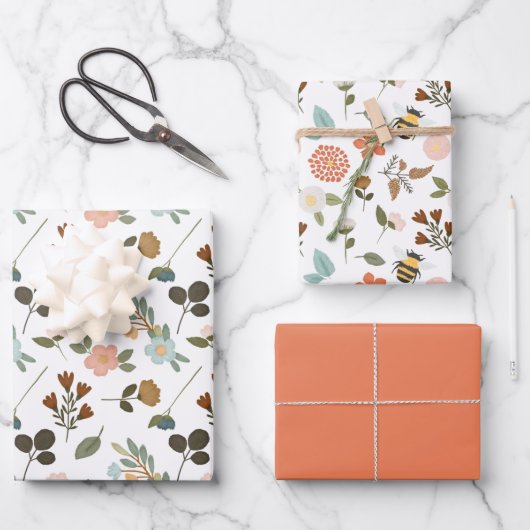 Stitches floral geschenkpapier set (Vorderseite)