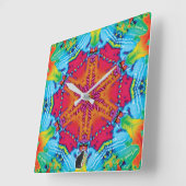 Stitches Kaleidoscope Quadratische Wanduhr (Winkel)