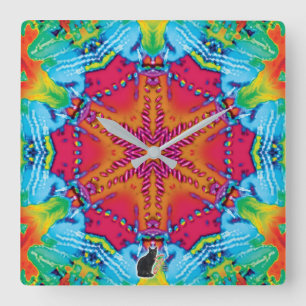Stitches Kaleidoskop Quadratische Wanduhr