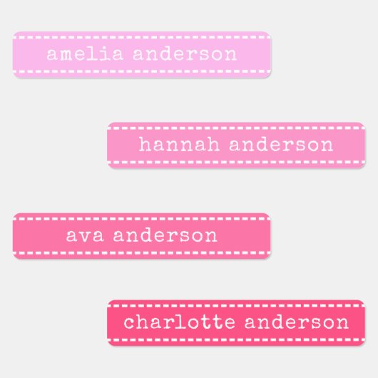 Stitches Pretty Pink Girls Waterproof Name Label Etiketten (Gruppe)