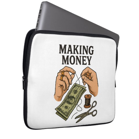 Stitching Money - Handmade Fortune Art Laptopschutzhülle (Vorne Rechts)