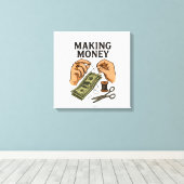 Stitching Money - Handmade Fortune Art Leinwanddruck (Insitu (Holzboden))