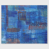 Stitching Patchwork Blue Indigo Geschenkpapier (Flach)