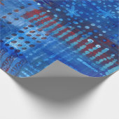 Stitching Patchwork Blue Indigo Geschenkpapier (Ecke)