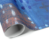 Stitching Patchwork Blue Indigo Geschenkpapier (Rolleneckpunkt)