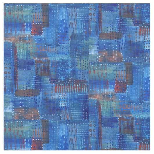 Stitching Patchwork Blue Indigo Stoff (Nahaufnahme)