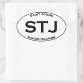 STJ - Saint Johns Jungfrau Islands Euro Style Oval Ovaler Aufkleber (Tasche)