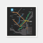 STM Montreal Metro U-Bahn Karte Schwarzer Hintergr Serviette (Vorderseite)