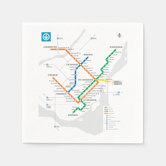 STM Montreal Metro U-Bahn Karte weiß HD Serviette (Vorderseite)