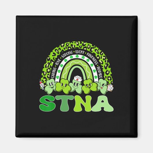 Stna St Patrick's Day Regenbogen Boho Retro Kranke Magnet (Vorne)