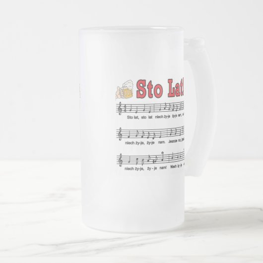 Sto Lat! Lied mit den Bier-Tassen Mattglas Bierglas (VorderseiteRechts)
