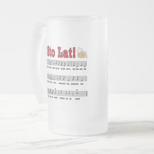 Sto Lat! Lied mit den Bier-Tassen Mattglas Bierglas (Vorderseite Links)