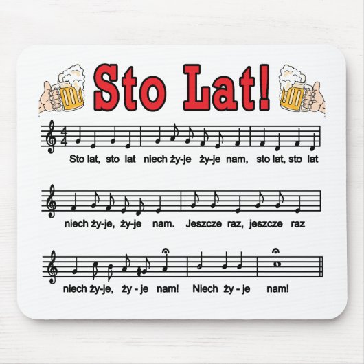 Sto Lat! Lied mit den Bier-Tassen Mousepad (Vorne)