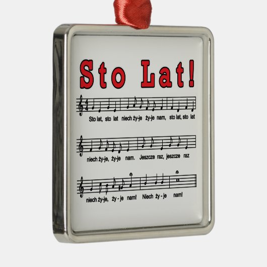 Sto Lat! Lied Ornament Aus Metall (Rechts)
