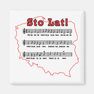 Sto Lat! Lied-polnische Karte Magnet