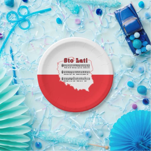Sto Lat! Lied-polnische Karte Pappteller (Party)