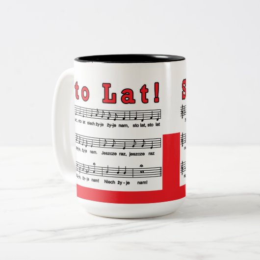 Sto Lat! Lied Zweifarbige Tasse (Vorderseite Links)