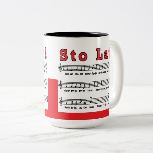 Sto Lat! Lied Zweifarbige Tasse (VorderseiteRechts)