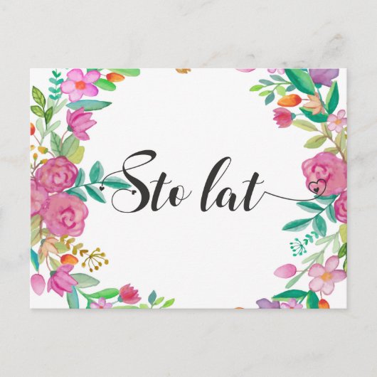 Sto lat Polish Happy Birthday Polen Geschenk Postkarte (Vorderseite)