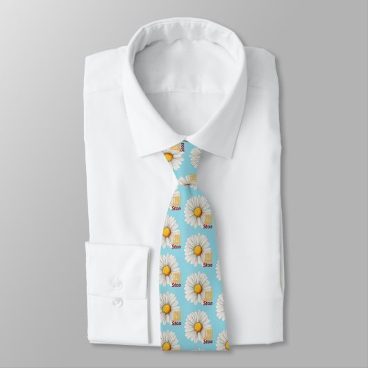 Stoa Light Blue Daisy Necktie Krawatte (Gebunden)